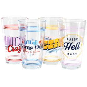 Wanda June Home by Miranda Lambert Honky Tonk 4 Piece 16.6oz Glass Tumbler Set in Multi