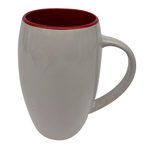 Barry Collection Tall 15 Oz Ceramic Mug in White and Red