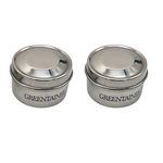 Greentainers BPA Free 2oz Stainless Steel Round Tin  2 Pack with Lids