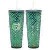 Dazzling 24 oz Green 10" Holographic Tumbler with Straw