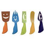 5 Piece Colorful Non Stick Smiley Faces Cheese Knives Set
