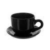 14 Oz. Black Ceramic Mug With Saucer