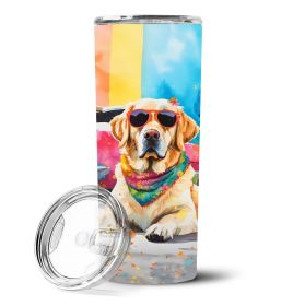 Yellow Labrador Hippie Dawg Stainless Steel Skinny Tumbler Vacuum Double Walled Reusable Insulated Tumbler Travel Cup for Coffee Cocktails Gift with L